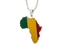 Générique For Africa Stainless Steel Map Pendant Necklaces Map Outline Jewelry Gold Color Items for Bridal Women Man Party Gifts Earrings Sets Round Ball Jewelry (For Mali 1)