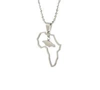 Générique For Africa Stainless Steel Map Pendant Necklaces Map Outline Jewelry Gold Color Items for Bridal Women Man Party Gifts Earrings Sets Round Ball Jewelry (For Jamaica 2)