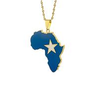Générique For Africa Stainless Steel Map Pendant Necklaces Map Outline Jewelry Gold Color Items for Bridal Women Man Party Gifts Earrings Sets Round Ball Jewelry (For Somalia 2)