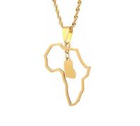 Générique For Africa Stainless Steel Map Pendant Necklaces Map Outline Jewelry Gold Color Items for Bridal Women Man Party Gifts Earrings Sets Round Ball Jewelry (For Ghana 1)