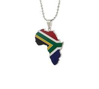 Générique For Africa Stainless Steel Map Pendant Necklaces Map Outline Jewelry Gold Color Items for Bridal Women Man Party Gifts Earrings Sets Round Ball Jewelry (For South Africa 1)
