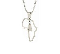 Générique For Africa Stainless Steel Map Pendant Necklaces Map Outline Jewelry Gold Color Items for Bridal Women Man Party Gifts Earrings Sets Round Ball Jewelry (For Ghana 2)