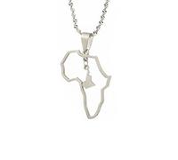Générique For Africa Stainless Steel Map Pendant Necklaces Map Outline Jewelry Gold Color Items for Bridal Women Man Party Gifts Earrings Sets Round Ball Jewelry (For Cameroon 2)