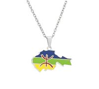 Générique For African For Berbers Stainless Steel Map Pendant Necklaces Jewelry Gold Color Items Women Man Party Gifts Jewelry (Model 9)
