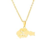 Générique For African For Berbers Stainless Steel Map Pendant Necklaces Jewelry Gold Color Items Women Man Party Gifts Jewelry (Model 6)