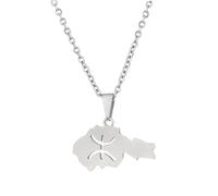 Générique For African For Berbers Stainless Steel Map Pendant Necklaces Jewelry Gold Color Items Women Man Party Gifts Jewelry (Model 7)