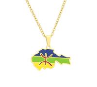 Générique For African For Berbers Stainless Steel Map Pendant Necklaces Jewelry Gold Color Items Women Man Party Gifts Jewelry (Model 8)