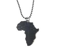 Générique For African Stainless Steel Big Pendant Necklaces Jewelry Gold Color Items Bridal Women Man Party Gifts (Black)