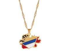 Générique For Antigua Stainless Steel Map Pendant Necklaces Jewelry Gold Color Items for Women Man Party Gifts Earrings Sets (For Antigua)