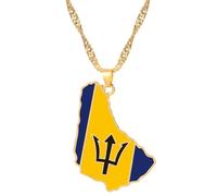 Générique For Barbados Stainless Steel Map Pendant Necklaces Jewelry Gold Color Items for Women Man Party Gifts Earrings Sets (For Barbados)