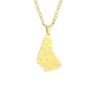 Générique For Barbados Stainless Steel Map Pendant Necklaces Map Jewelry Gold Color Items for Bridal Women Man Party Gifts Earrings Sets Round Ball Jewelry (Model 5(Cuban chain))