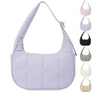 Générique for Bloomr Purse, Soft/Light/Fluffy, Hand/Crossbody - puffer crescent bag, Adjustable Shoulder Strap (Purple)