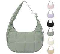 Générique for Bloomr Purse, Soft/Light/Fluffy, Hand/Crossbody - puffer crescent bag, Adjustable Shoulder Strap (Green)