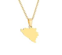Générique For Bosnia and for Herzegovina Stainless Steel Map Pendant Necklaces Jewelry Gold Color Items Women Man Party Gifts Earrings Sets Jewelry (Gold)