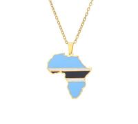Générique For Botswana Stainless Steel African Map Pendant Necklaces Map Jewelry Gold Color Items for Bridal Women Man Party Gifts Earrings Sets Round Ball Jewelry