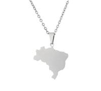 Générique For Brazil Stainless Steel Map Pendant Necklaces Map Jewelry Gold Color Items for Bridal Women Man Party Gifts Earrings Sets Round Ball Jewelry (Model 4)