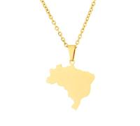 Générique For Brazil Stainless Steel Map Pendant Necklaces Map Jewelry Gold Color Items for Bridal Women Man Party Gifts Earrings Sets Round Ball Jewelry (Model 3)