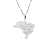 Générique For Brazil Stainless Steel Map Pendant Necklaces Map Jewelry Gold Color Items for Bridal Women Man Party Gifts Earrings Sets Round Ball Jewelry (Model 8)