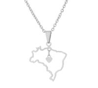 Générique For Brazil Stainless Steel Map Pendant Necklaces Map Jewelry Gold Color Items for Bridal Women Man Party Gifts Earrings Sets Round Ball Jewelry (Model 10)