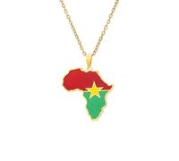 Générique For Burkina Faso Stainless Steel African Map Pendant Necklaces Map Jewelry Gold Color Items for Bridal Women Man Party Gifts Earrings Sets Round Ball Jewelry