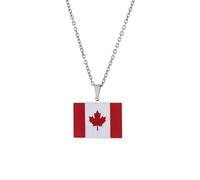 Générique For Canada Stainless Steel Map Pendant Necklaces Jewelry Gold Color Items For Women Man Party Gifts Ethnic StyleJewelry(For Canada(Silver))