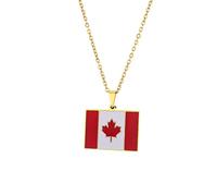 Générique For Canada Stainless Steel Map Pendant Necklaces Jewelry Gold Color Items For Women Man Party Gifts Ethnic StyleJewelry(For Canada(Gold))