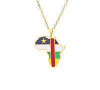 Générique For Central Africa Stainless Steel African Map Pendant Necklaces Map Jewelry Gold Color Items for Bridal Women Man Party Gifts Earrings Sets Round Ball Jewelry