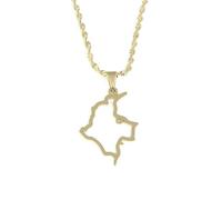 Générique For Colombia Stainless Steel Map Pendant Necklaces Map Jewelry Gold Color Items for Bridal Women Man Party Gifts Earrings Sets Round Ball Jewelry (Model 5)