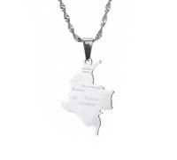 Générique For Colombia Stainless Steel Map Pendant Necklaces Map Jewelry Gold Color Items for Bridal Women Man Party Gifts Earrings Sets Round Ball Jewelry (Model 2)