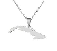 Générique For Cuba Stainless Steel Map Pendant Necklaces Map Jewelry Gold Color Items for Bridal Women Man Party Gifts Earrings Sets Round Ball Jewelry (Model 4)
