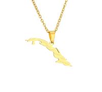Générique For Cuba Stainless Steel Map Pendant Necklaces Map Jewelry Gold Color Items for Bridal Women Man Party Gifts Earrings Sets Round Ball Jewelry (Model 5)
