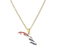 Générique For Cuba Stainless Steel Map Pendant Necklaces Map Jewelry Gold Color Items for Bridal Women Man Party Gifts Earrings Sets Round Ball Jewelry (Model 1)