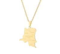 Générique For Democratic Republic of The Congo Stainless Steel Map Pendant Necklaces Map Jewelry Gold Color Items for Bridal Women Man Party Gifts Earrings Sets Round Ball Jewelry (Model 9)