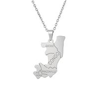 Générique For Democratic Republic of The Congo Stainless Steel Map Pendant Necklaces Map Jewelry Gold Color Items for Bridal Women Man Party Gifts Earrings Sets Round Ball Jewelry (Model 6)