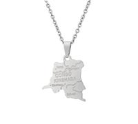 Générique For Democratic Republic of The Congo Stainless Steel Map Pendant Necklaces Map Jewelry Gold Color Items for Bridal Women Man Party Gifts Earrings Sets Round Ball Jewelry (Model 14)