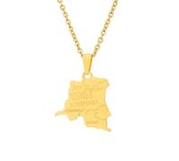 Générique For Democratic Republic of The Congo Stainless Steel Map Pendant Necklaces Map Jewelry Gold Color Items for Bridal Women Man Party Gifts Earrings Sets Round Ball Jewelry (Model 13)