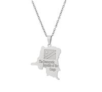 Générique For Democratic Republic of The Congo Stainless Steel Map Pendant Necklaces Map Jewelry Gold Color Items for Bridal Women Man Party Gifts Earrings Sets Round Ball Jewelry (Model 12)