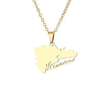 Générique For Dominican Republic Stainless Steel Map Pendant Necklaces Map Jewelry Gold Color Items for Bridal Women Man Party Gifts Earrings Sets Round Ball Jewelry (Model 5)