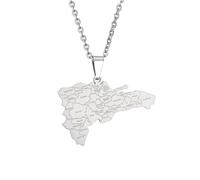 Générique For Dominican Republic Stainless Steel Map Pendant Necklaces Map Jewelry Gold Color Items for Bridal Women Man Party Gifts Earrings Sets Round Ball Jewelry (Model 10)