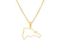 Générique For Dominican Republic Stainless Steel Map Pendant Necklaces Map Jewelry Gold Color Items for Bridal Women Man Party Gifts Earrings Sets Round Ball Jewelry (Model 7)