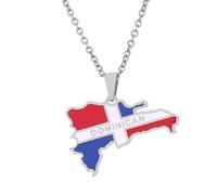 Générique For Dominican Republic Stainless Steel Map Pendant Necklaces Map Jewelry Gold Color Items for Bridal Women Man Party Gifts Earrings Sets Round Ball Jewelry (Model 2)