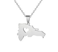 Générique For Dominican Republic Stainless Steel Map Pendant Necklaces Map Jewelry Gold Color Items for Bridal Women Man Party Gifts Earrings Sets Round Ball Jewelry (Model 4)
