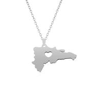 Générique For Dominican Stainless Steel Map Gold Pendant Necklace,Fashionable and Versatile,for Men Women Brides and Grooms,Wedding Parties,Various Festivals (model4)