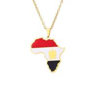 Générique For Egypt Stainless Steel African Map Pendant Necklaces Map Jewelry Gold Color Items for Bridal Women Man Party Gifts Earrings Sets Round Ball Jewelry