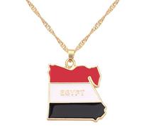 Générique For Egypt Stainless Steel Map Pendant Necklaces Map Jewelry Gold Color Items for Bridal Women Man Party Gifts Earrings Sets Round Ball Jewelry