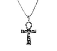 Générique For Egyptian Stainless Steel The Key For Nile Pendant Necklaces Jewelry Gold Color Items Women Man Party Gifts Cross Jewelry (Model 1)