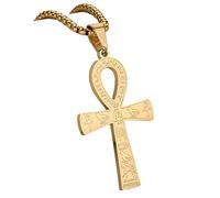Générique For Egyptian Stainless Steel The Key For Nile Pendant Necklaces Jewelry Gold Color Items Women Man Party Gifts Cross Jewelry (Model 4)