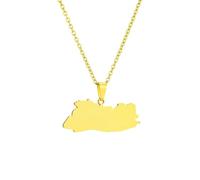 Générique For El Salvador Stainless Steel Map Pendant Necklaces Map Jewelry Gold Color Items for Bridal Women Man Party Gifts Earrings Sets Round Ball Jewelry (Model 1)