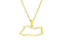 Générique For El Salvador Stainless Steel Map Pendant Necklaces Map Jewelry Gold Color Items for Bridal Women Man Party Gifts Earrings Sets Round Ball Jewelry (Model 3)