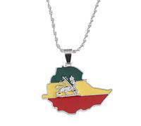 Générique For Ethiopia Stainless Steel Map Pendant Necklaces Jewelry For Lion Gold Color Items Women Man Party Gifts Earrings Sets Jewelry (Model 2)